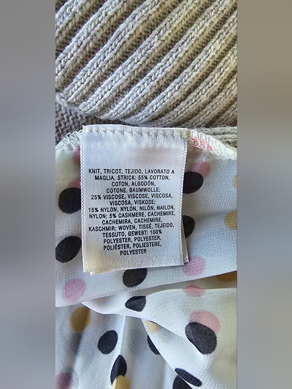 Anthropologie Moth Apres Fete Oatmeal Polka Dot Sweater Sz XL EUC - Picture 8 of 11